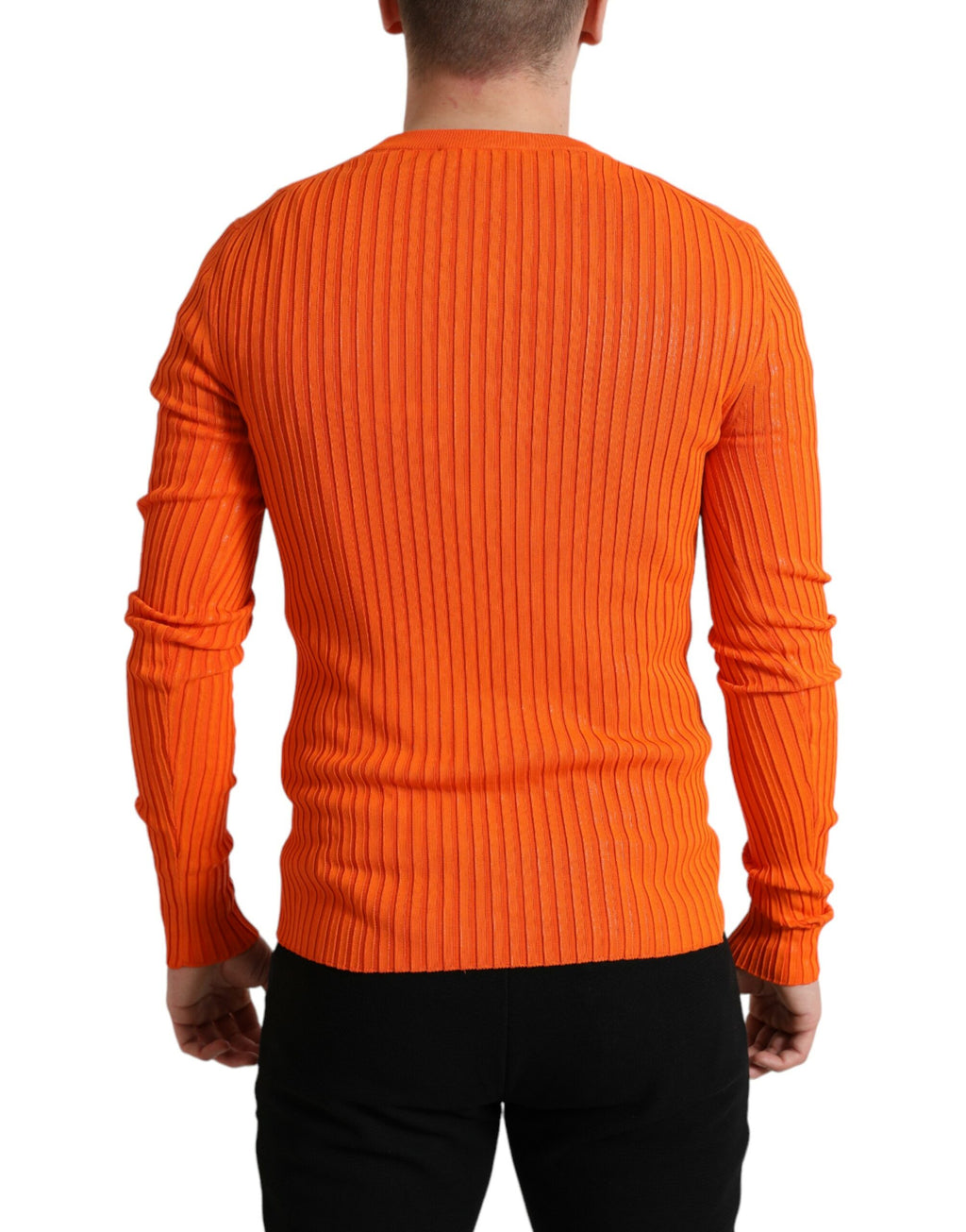 Dolce & Gabbana Men's Orange Knitted Crew Neck Sweater