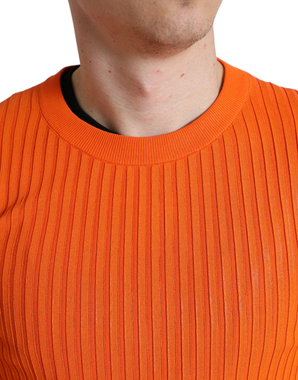 Dolce & Gabbana Men's Orange Knitted Crew Neck Sweater