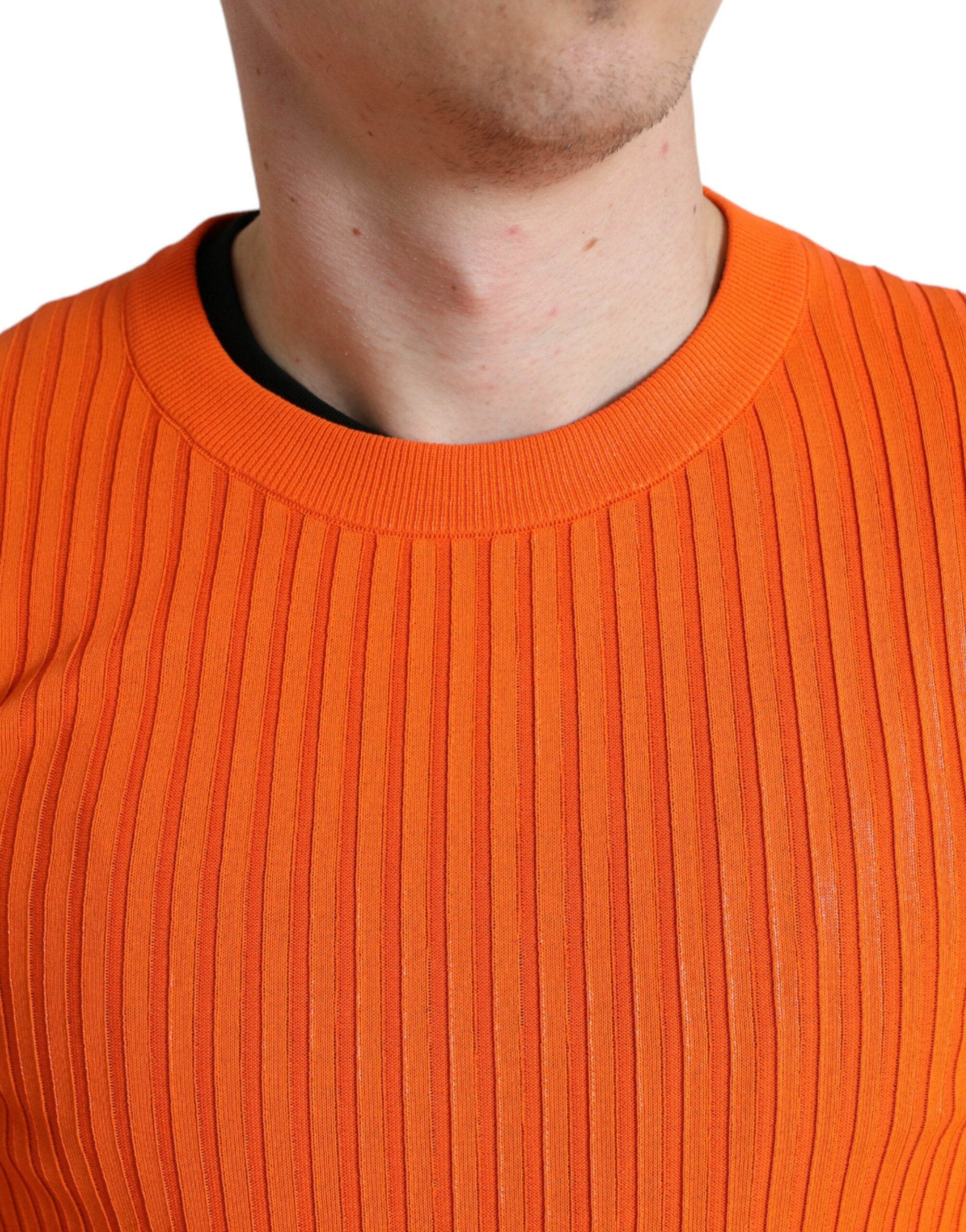 Dolce & Gabbana Men's Orange Knitted Crew Neck Sweater