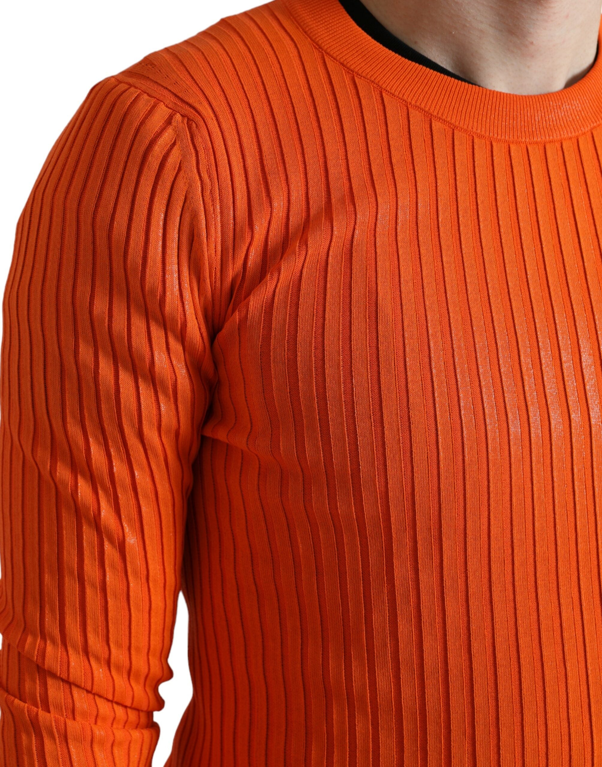 Dolce & Gabbana Men's Orange Knitted Crew Neck Sweater
