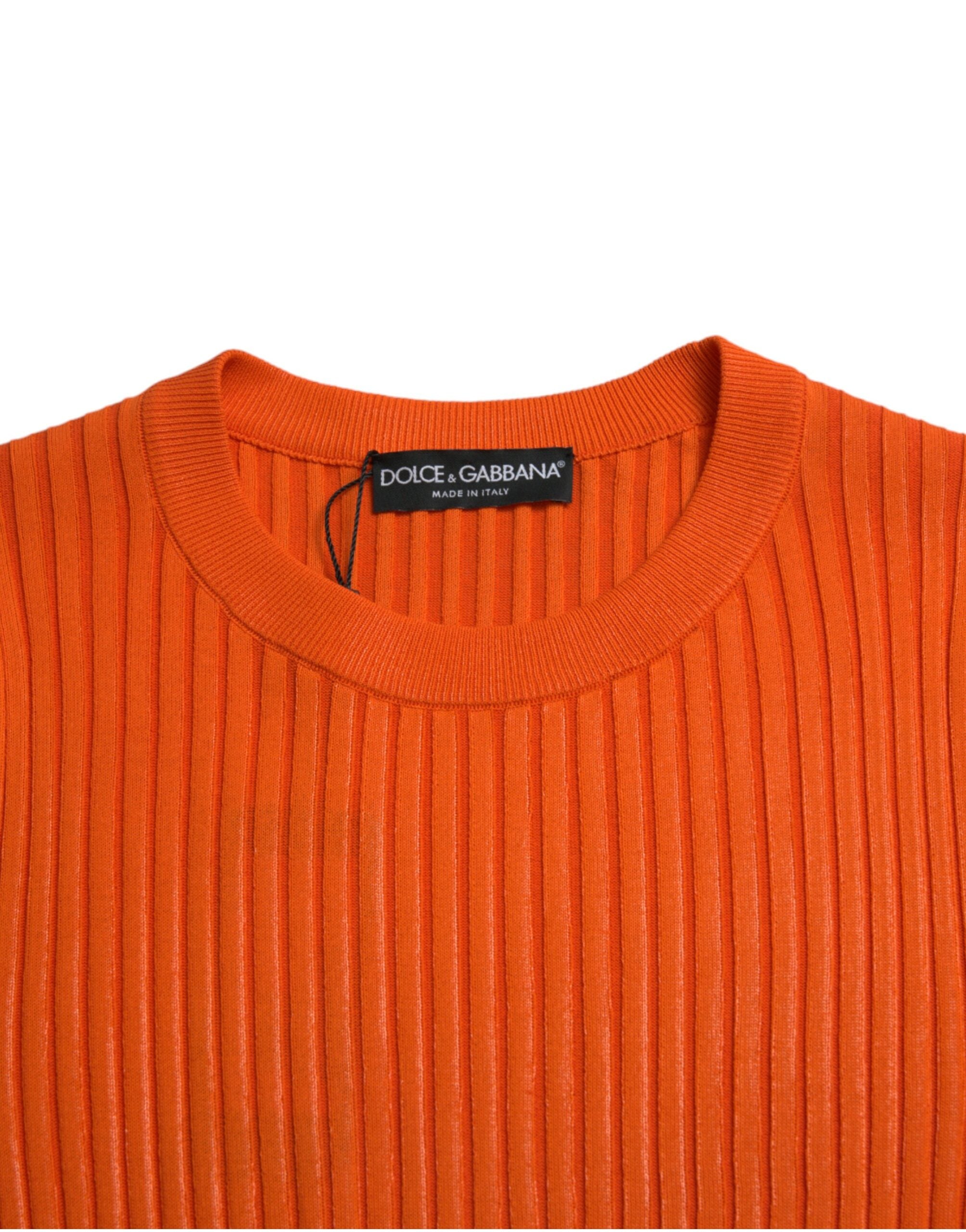 Dolce & Gabbana Men's Orange Knitted Crew Neck Sweater