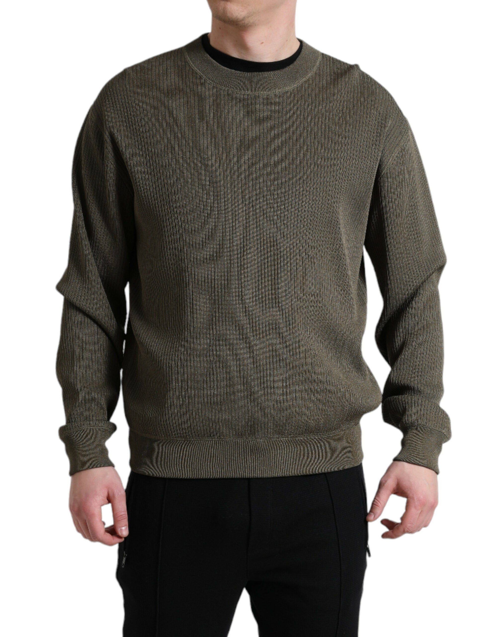 Dolce & Gabbana Green Viscose Crew Neck Men's Sweater
