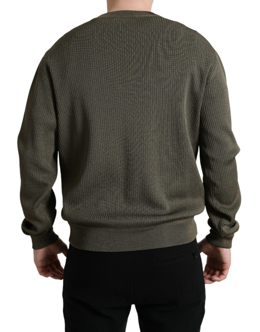Dolce & Gabbana Green Viscose Crew Neck Men's Sweater