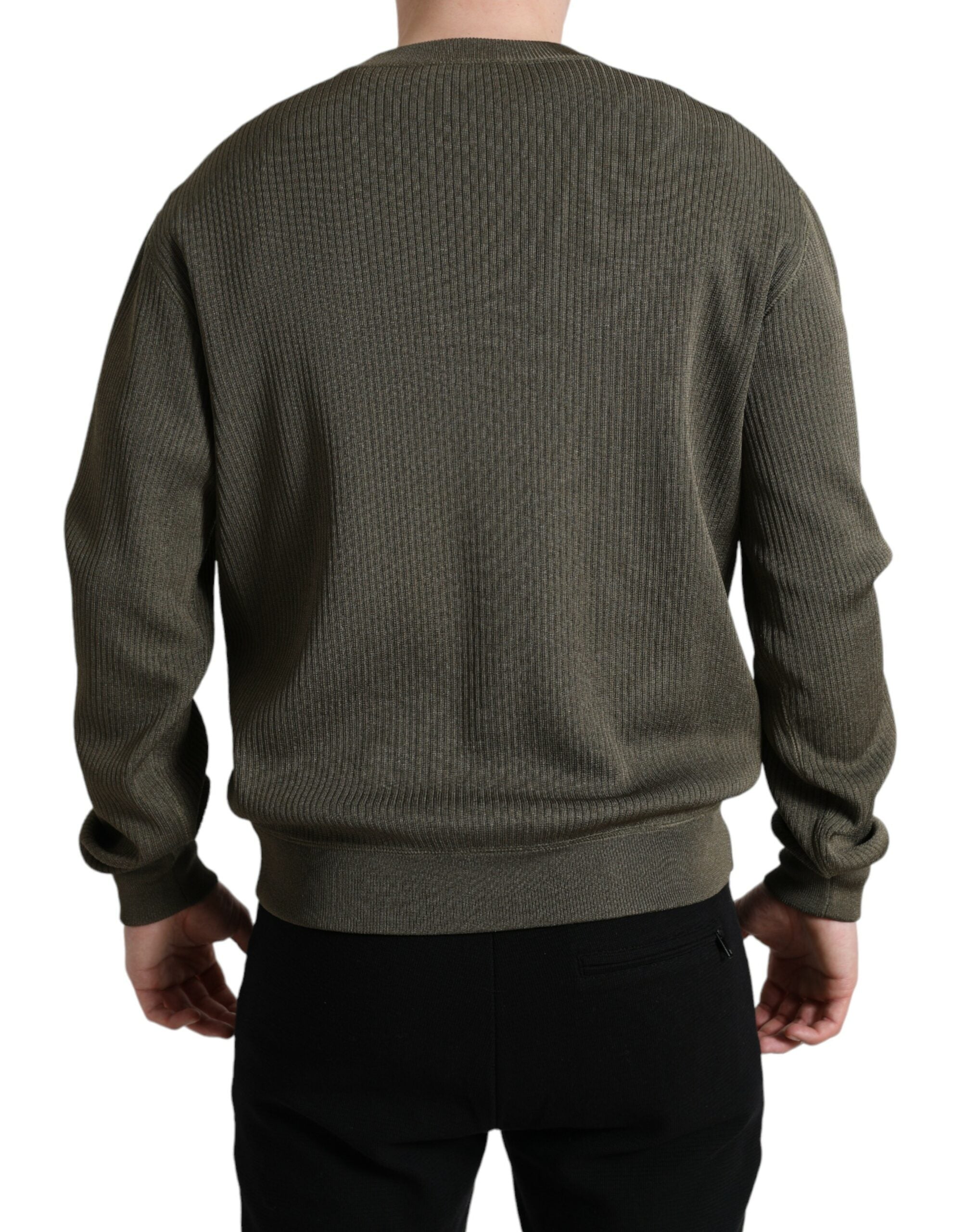 Dolce & Gabbana Green Viscose Crew Neck Men's Sweater
