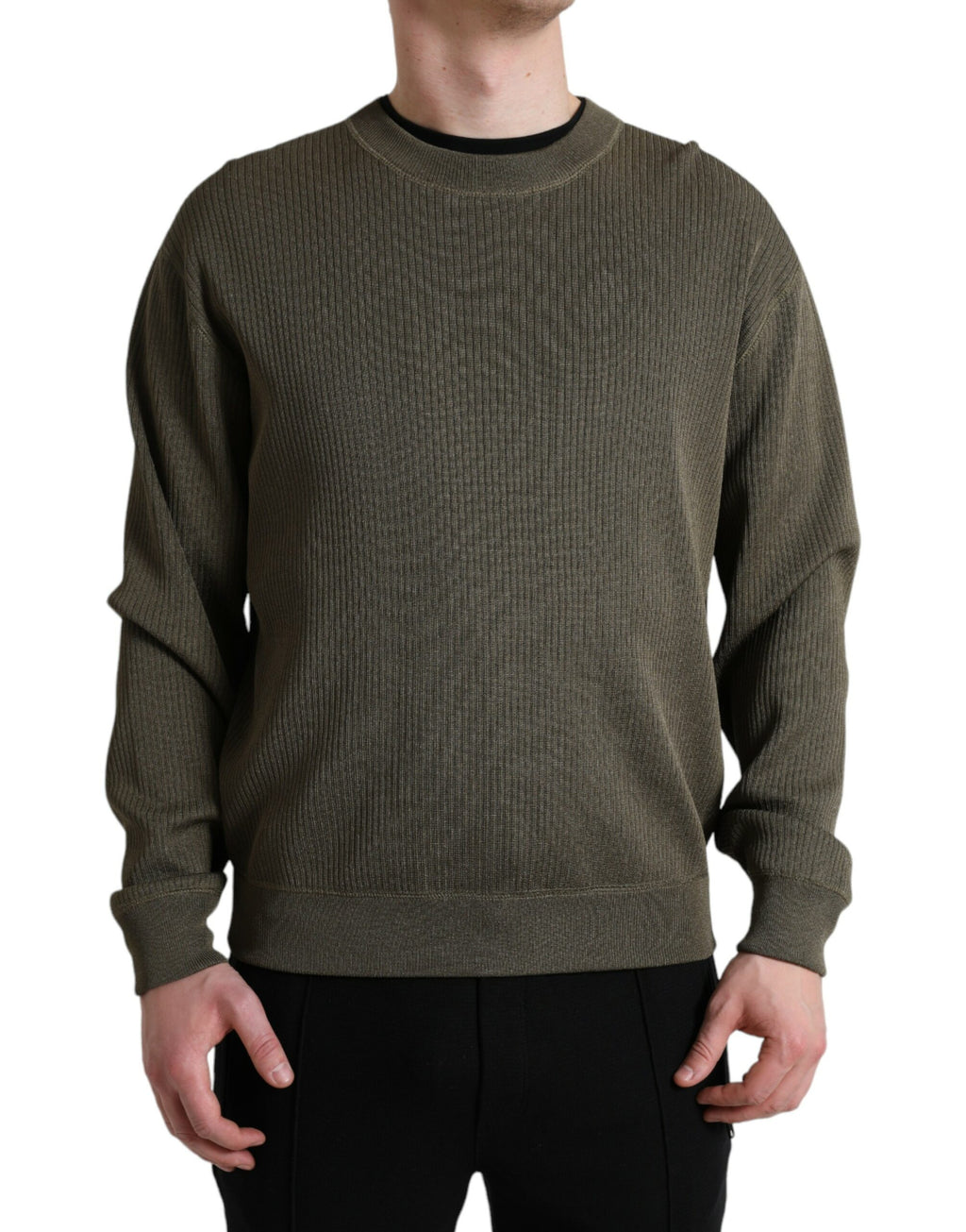 Dolce & Gabbana Green Viscose Crew Neck Men's Sweater