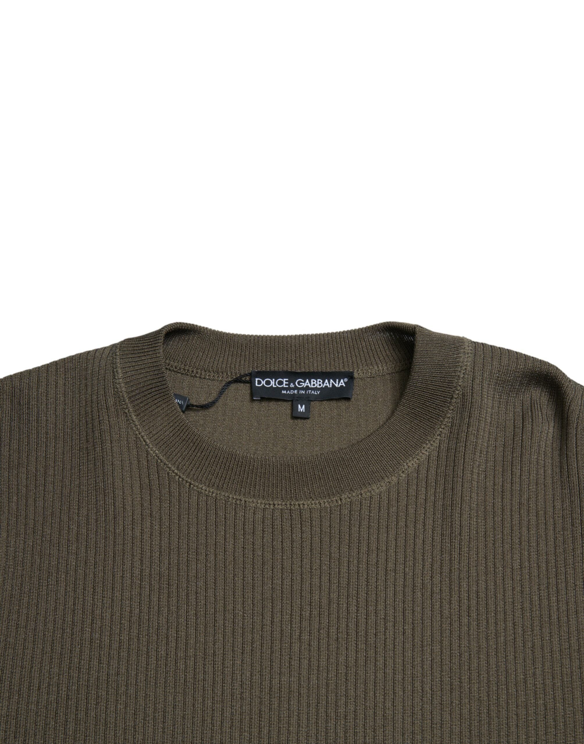 Dolce & Gabbana Green Viscose Crew Neck Men's Sweater