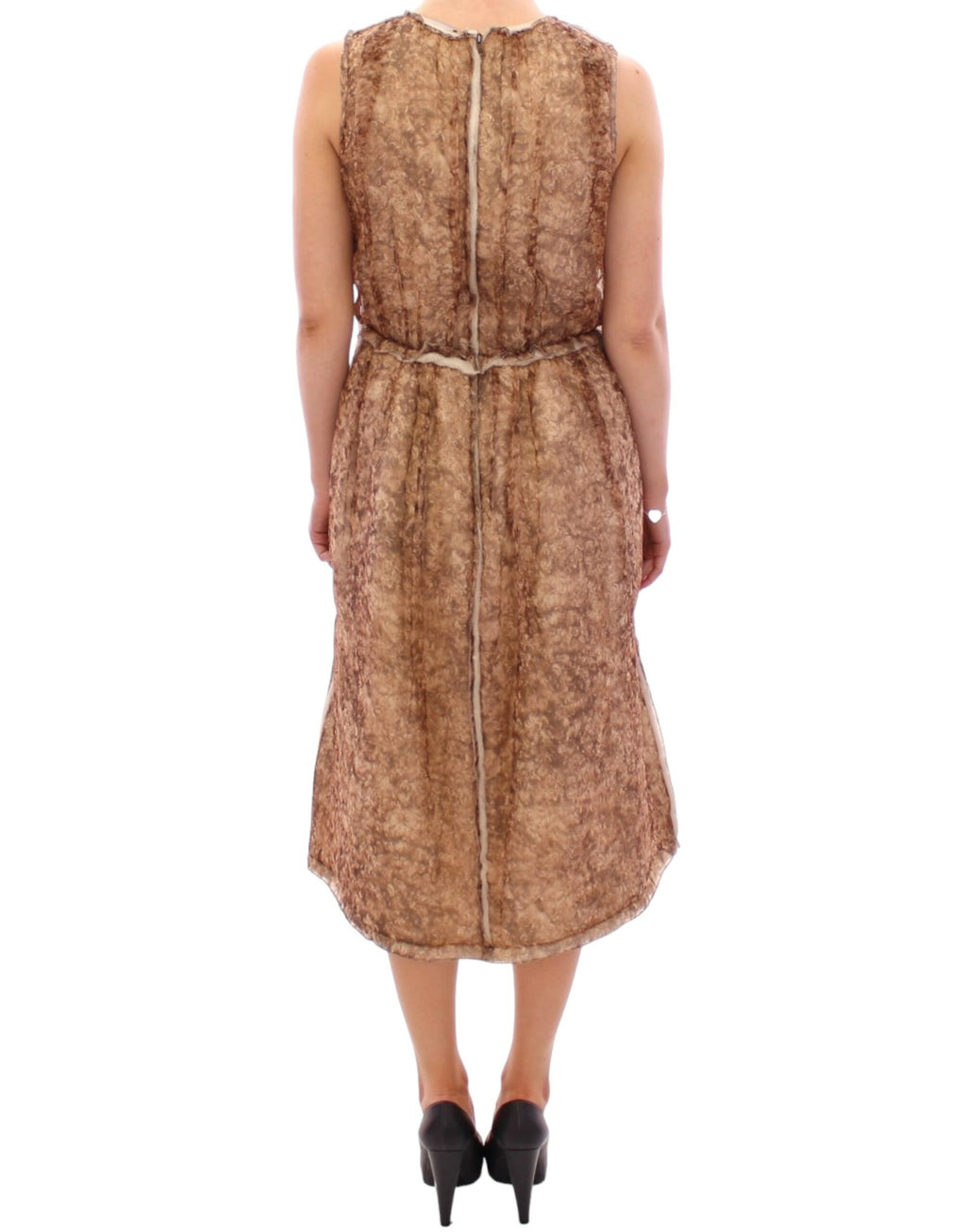 Dolce & Gabbana Braunes ärmelloses Seidenkleid