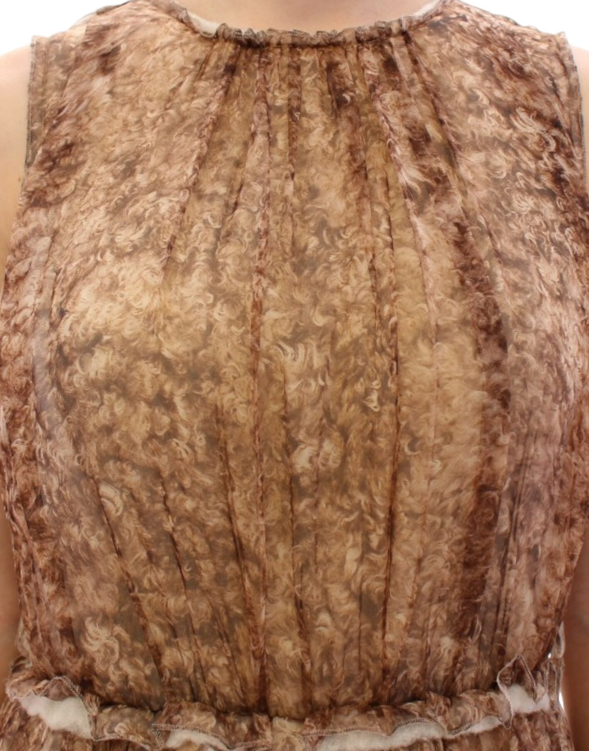 Dolce & Gabbana Braunes ärmelloses Seidenkleid