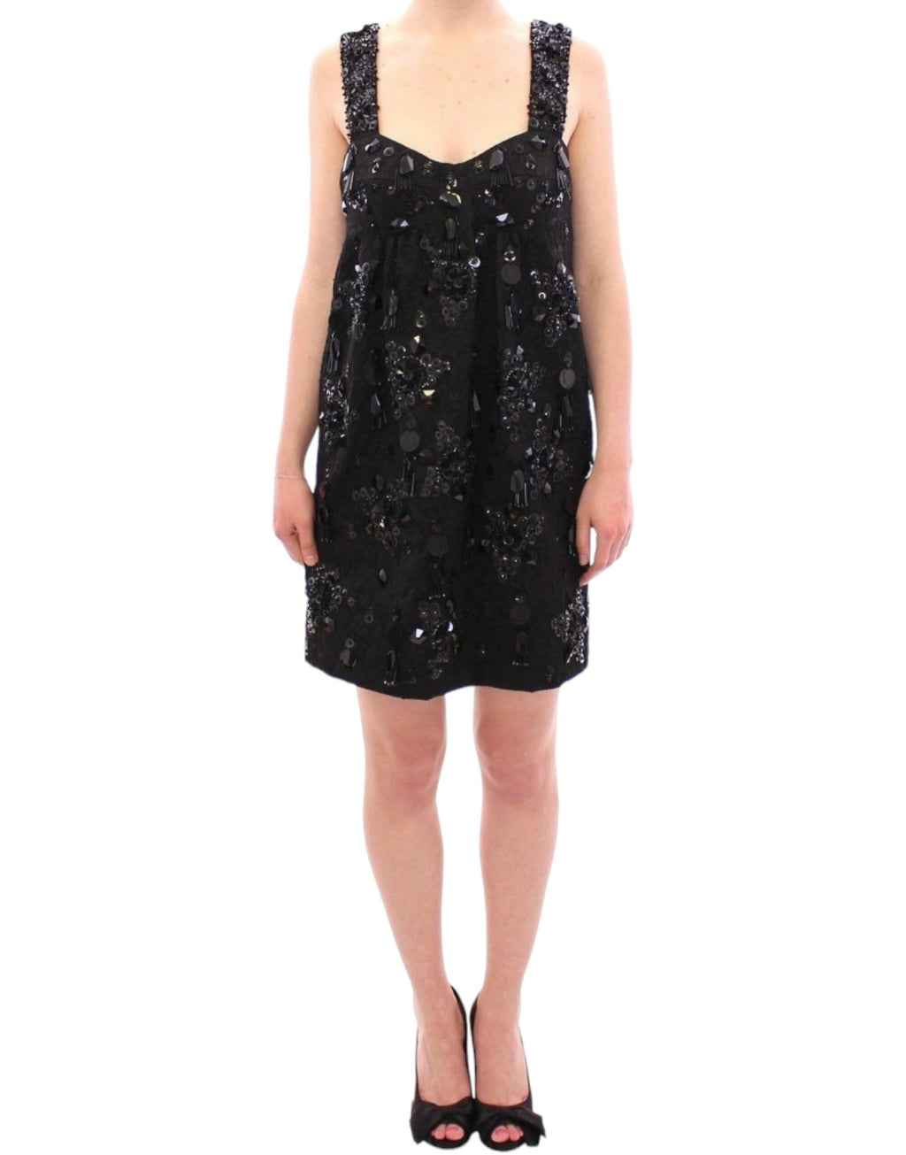 Dolce & Gabbana Black Floral Crystal-Embellished Dress