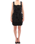 Dolce & Gabbana Schwarzes geblümtes, kristallbesetztes Kleid