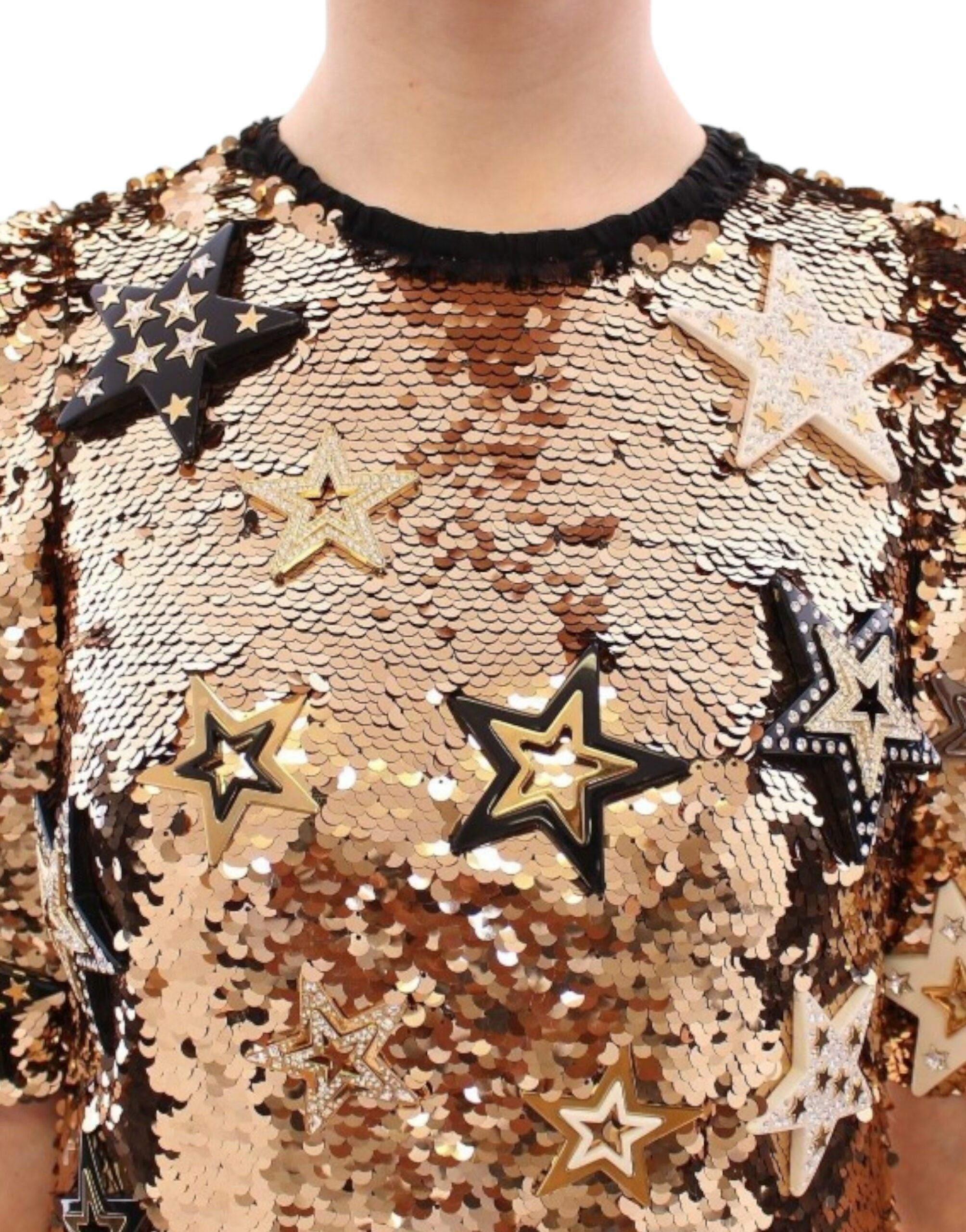Dolce & Gabbana Masterpiece Gold Sequin and Swarovski Crystal Gown
