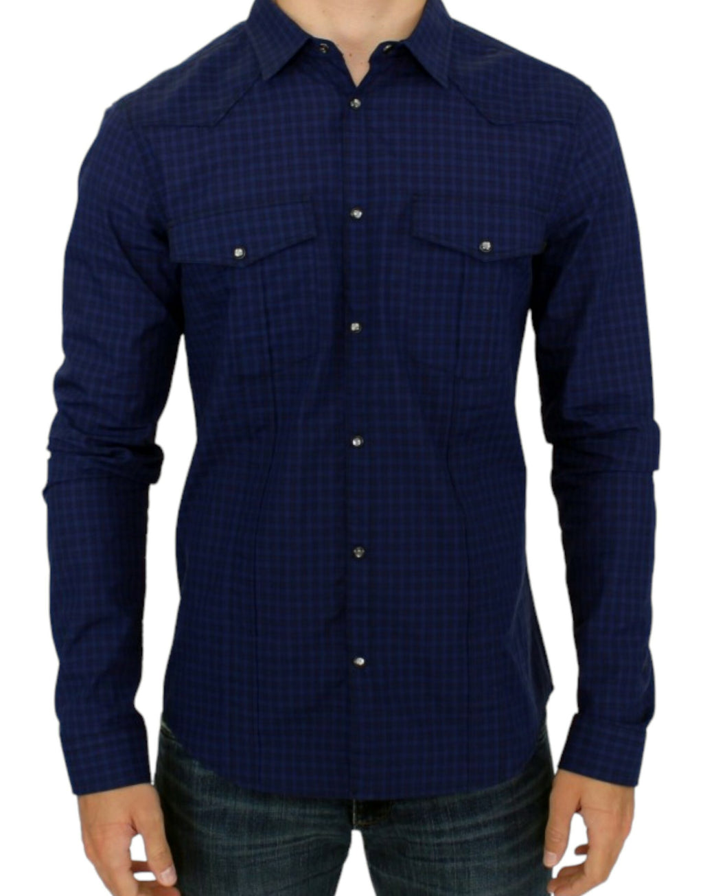 Costume National Blue Check Cotton Shirt