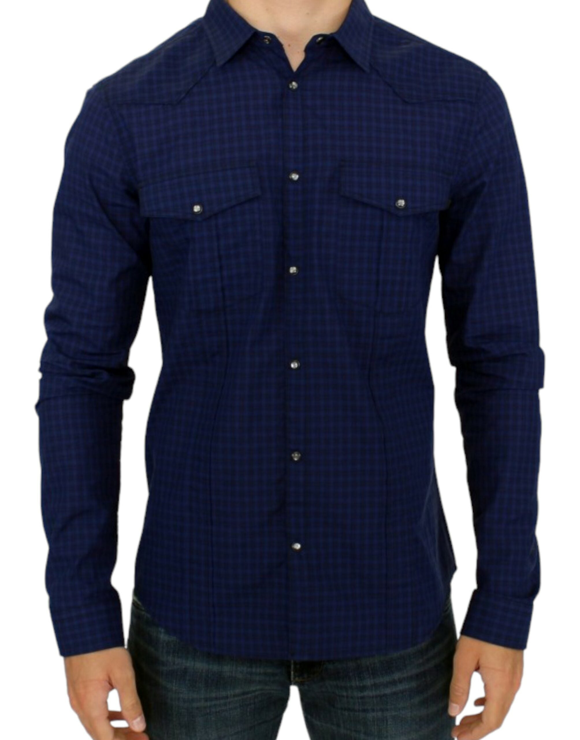 Costume National Blue Check Cotton Shirt