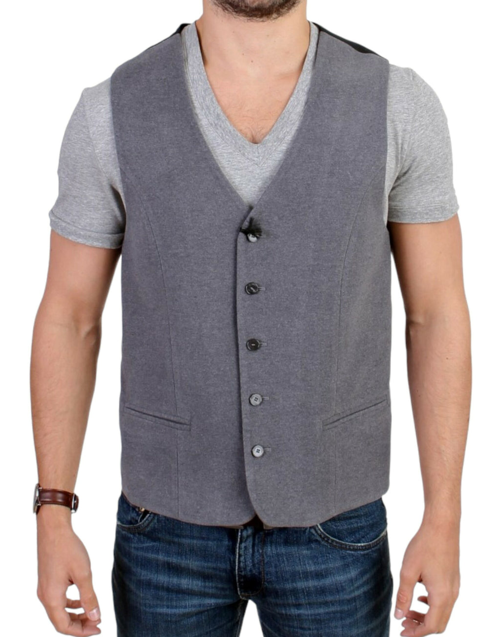 Costume National Grey Cotton Blend Casual Vest
