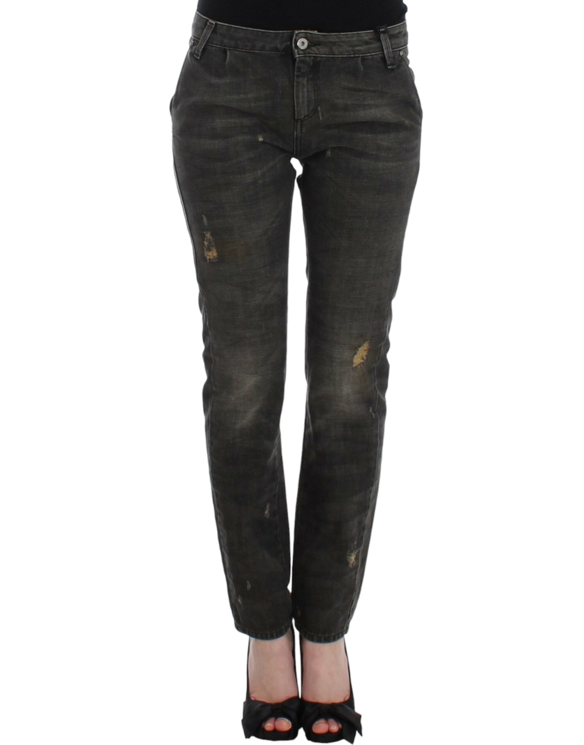 Costume National Gray Distressed Jeans