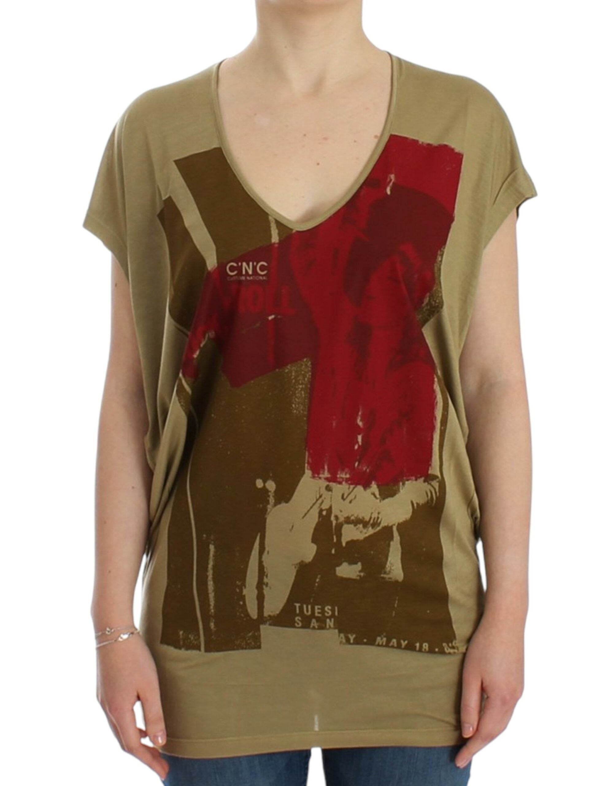 Costume National Green Printed Short Sleeve T-Shirt