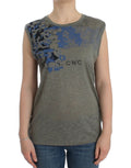 Costume National Sleeveless T-Shirt with Grey Print
