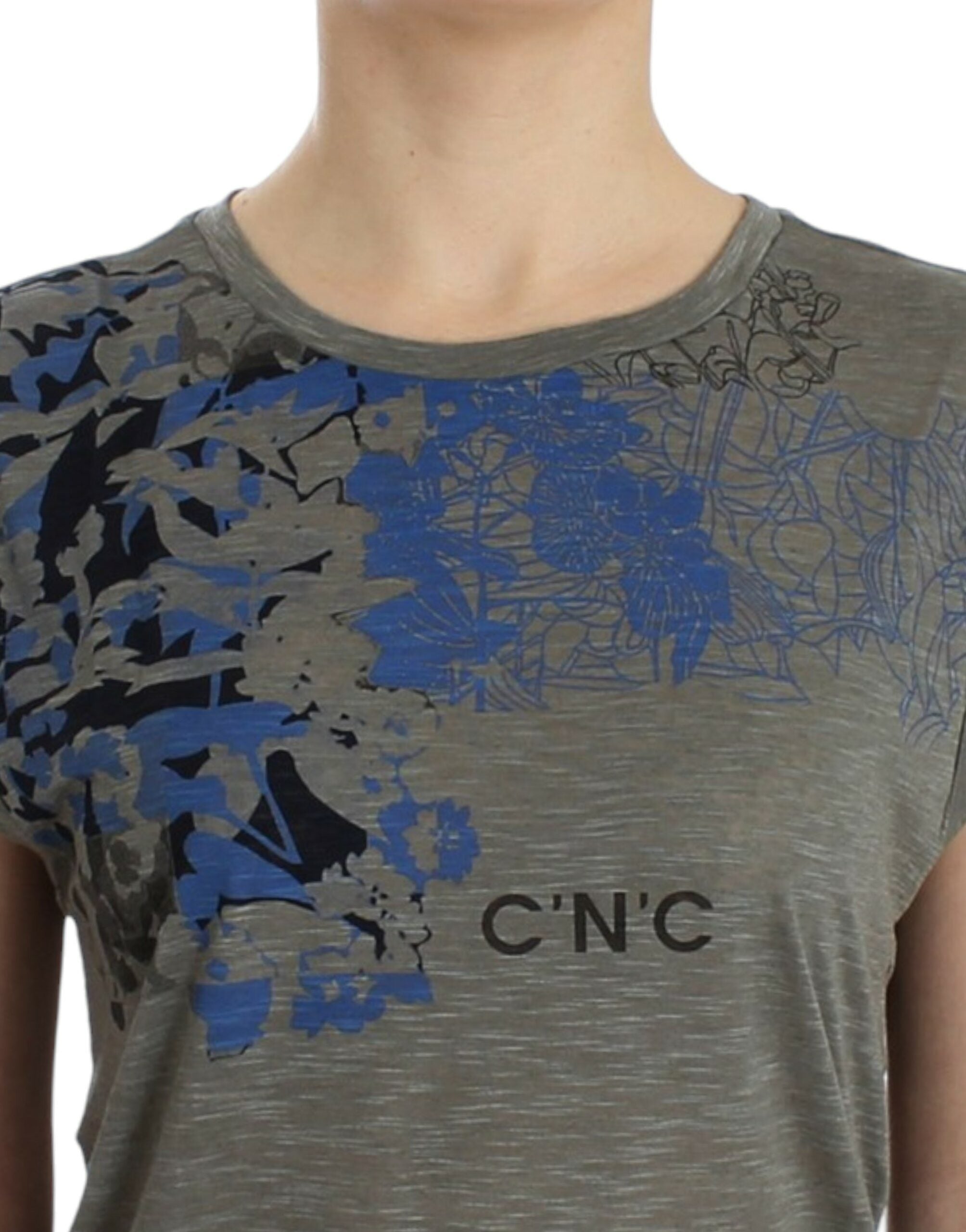 Costume National Sleeveless T-Shirt with Grey Print