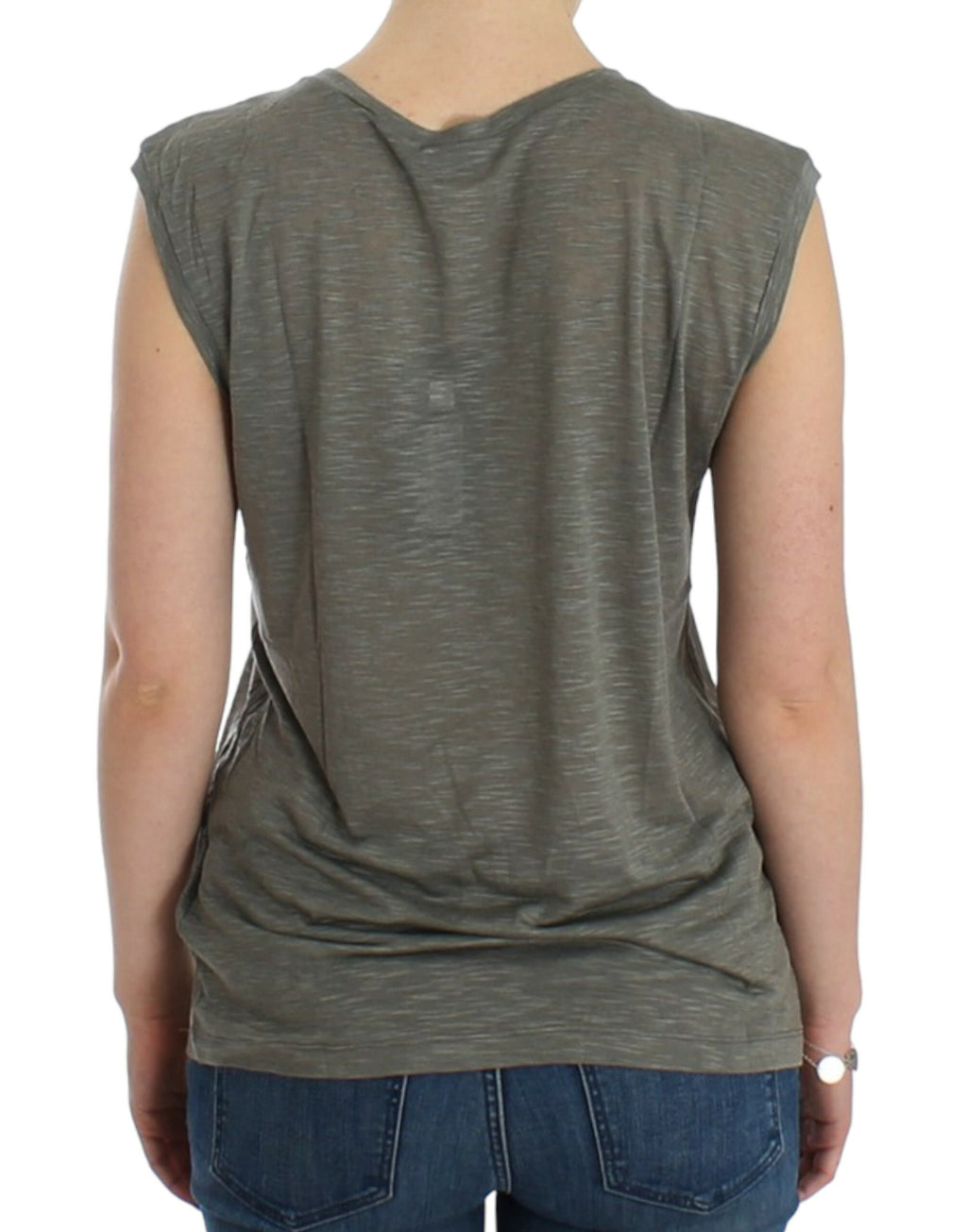 Costume National Sleeveless T-Shirt with Grey Print