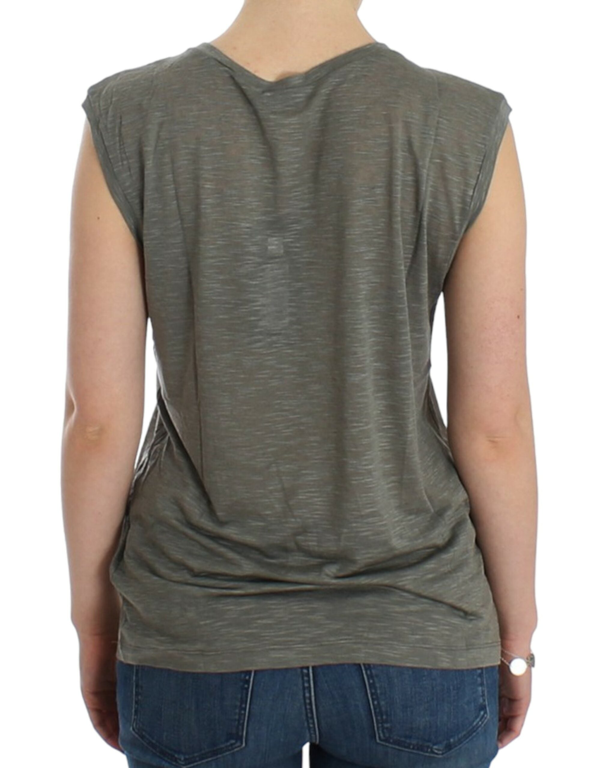 Costume National Sleeveless T-Shirt with Grey Print