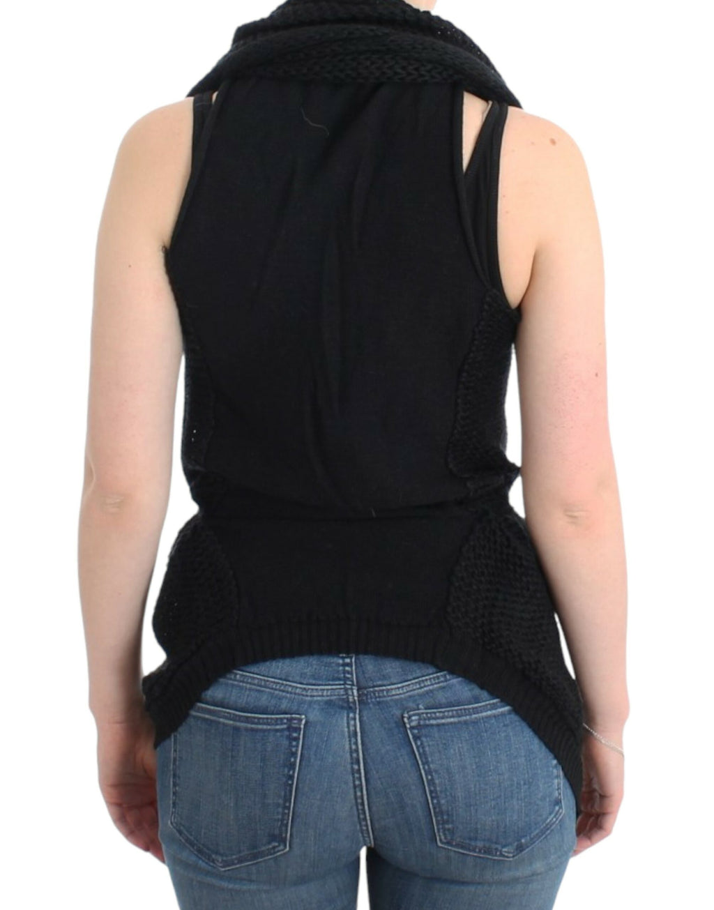 Costume National Black Sleeveless Knit Cardigan