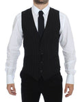 Dolce & Gabbana Schwarz gestreiftes Stretchkleid Weste Gilet