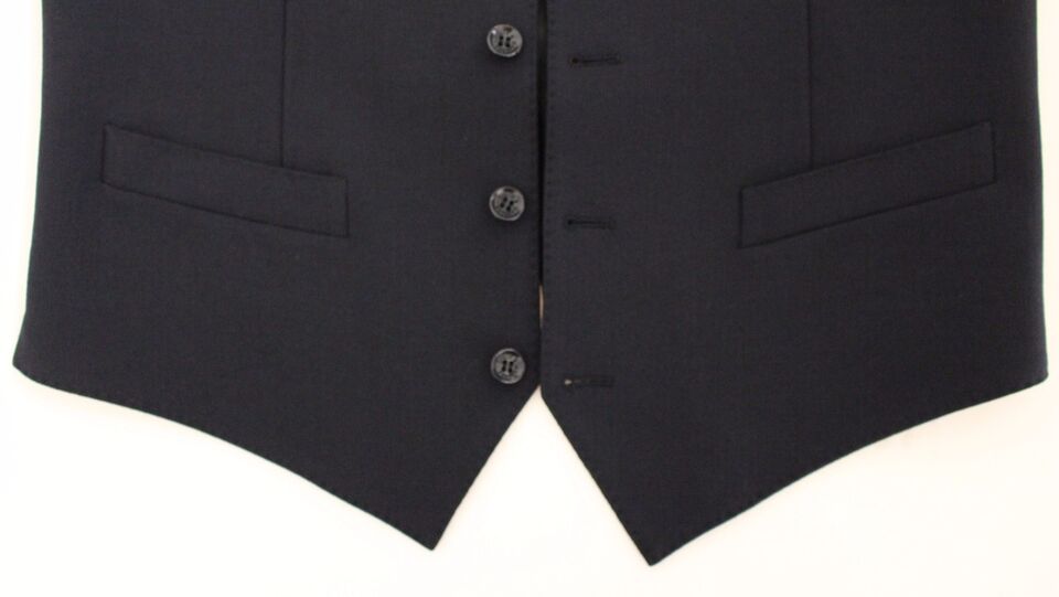 Dolce & Gabbana Blue Wool Waistcoat for Formal Occasions Vest Gilet