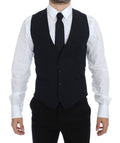 Dolce & Gabbana Blue Wool Waistcoat for Formal Occasions Vest Gilet