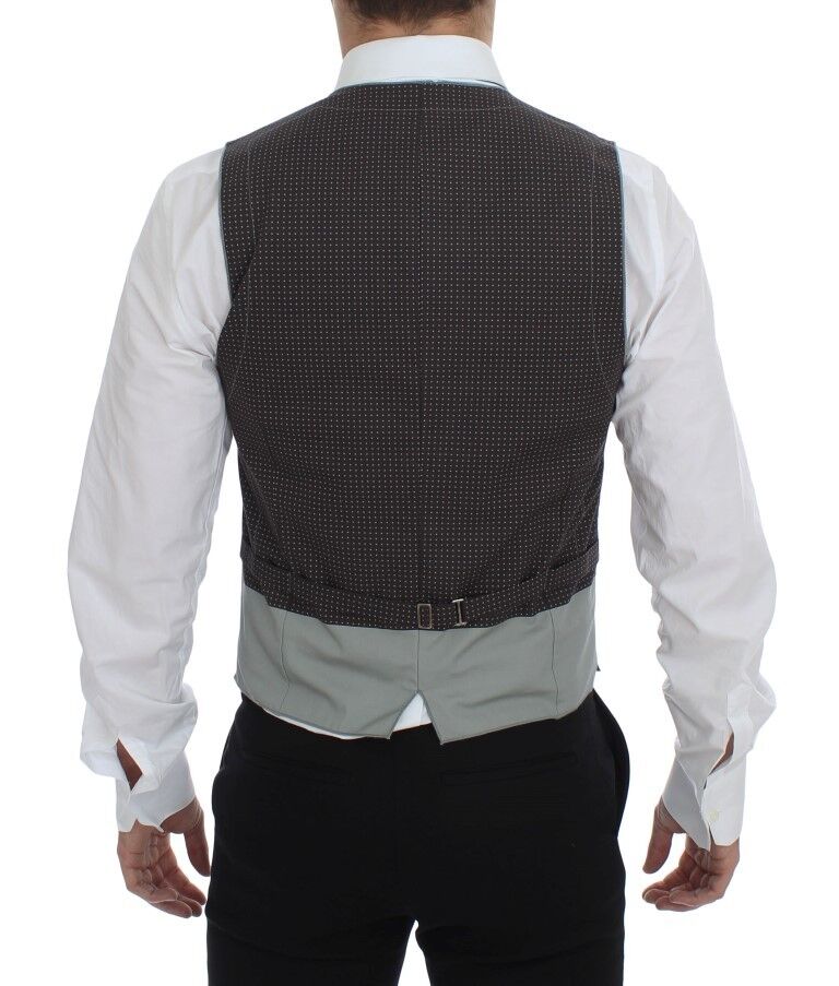 Dolce & Gabbana Grey Polka Dot Dress Vest Gilet Waistcoat