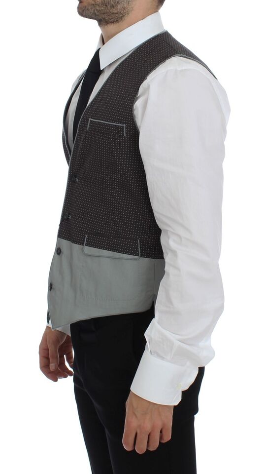 Dolce & Gabbana Grey Polka Dot Dress Vest Gilet Waistcoat
