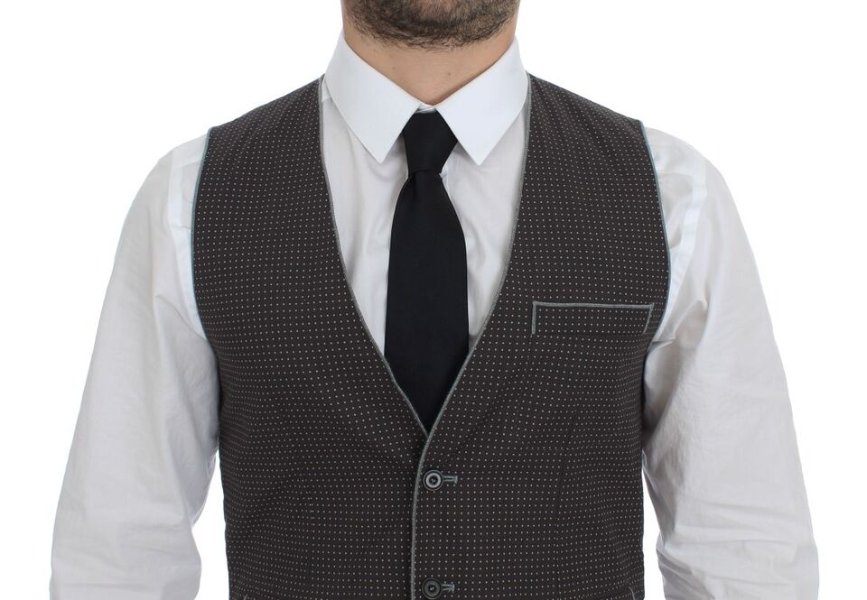 Dolce & Gabbana Grey Polka Dot Dress Vest Gilet Waistcoat