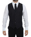 Dolce & Gabbana Schwarz gestreiftes Woll-Seiden-Kleid Weste Gilet
