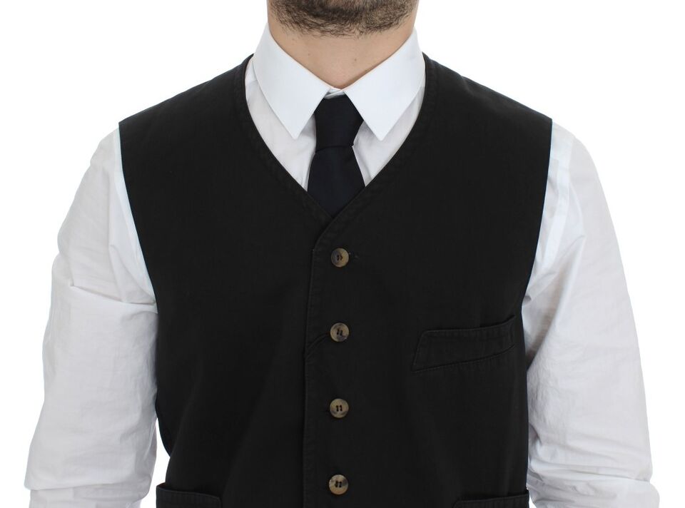 Dolce & Gabbana Black Cotton-blend Dress Vest Gilet