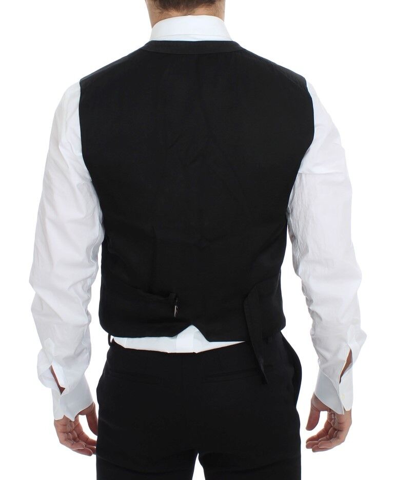 Dolce & Gabbana Black Cotton-blend Dress Vest Gilet