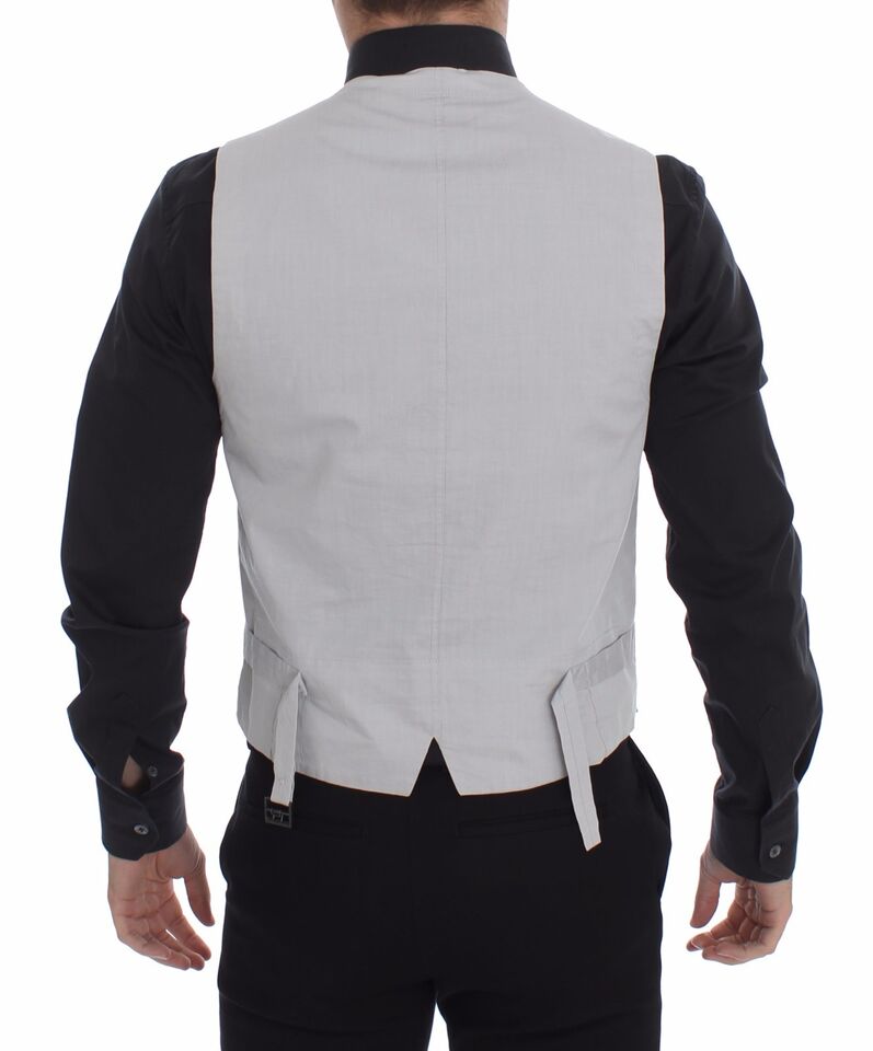 Dolce & Gabbana Beige Silk Blend Dress Formal Waistcoat Gilet