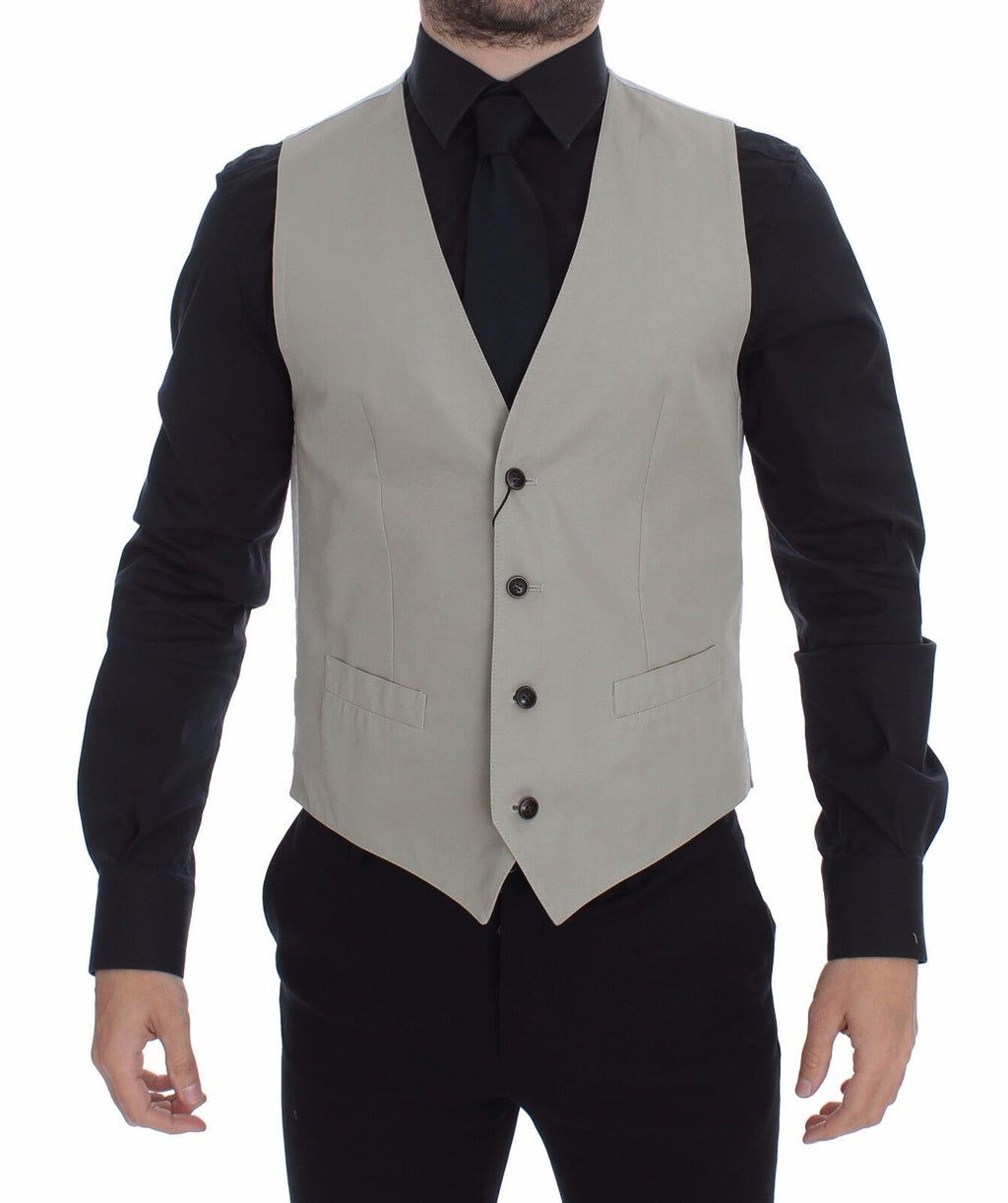 Dolce & Gabbana Beige Silk Blend Dress Formal Waistcoat Gilet