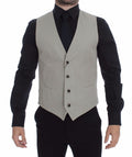 Dolce & Gabbana Beige Silk Blend Dress Formal Waistcoat Gilet
