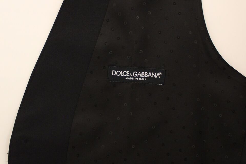 Dolce & Gabbana Black Wool-Silk Stretch Dress Vest Blazer