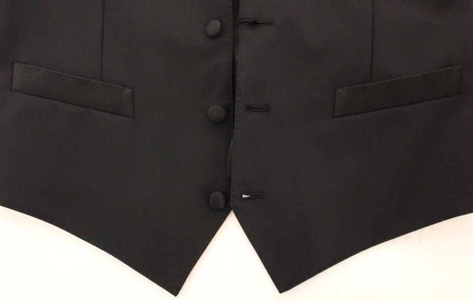 Dolce & Gabbana Black Wool-Silk Stretch Dress Vest Blazer