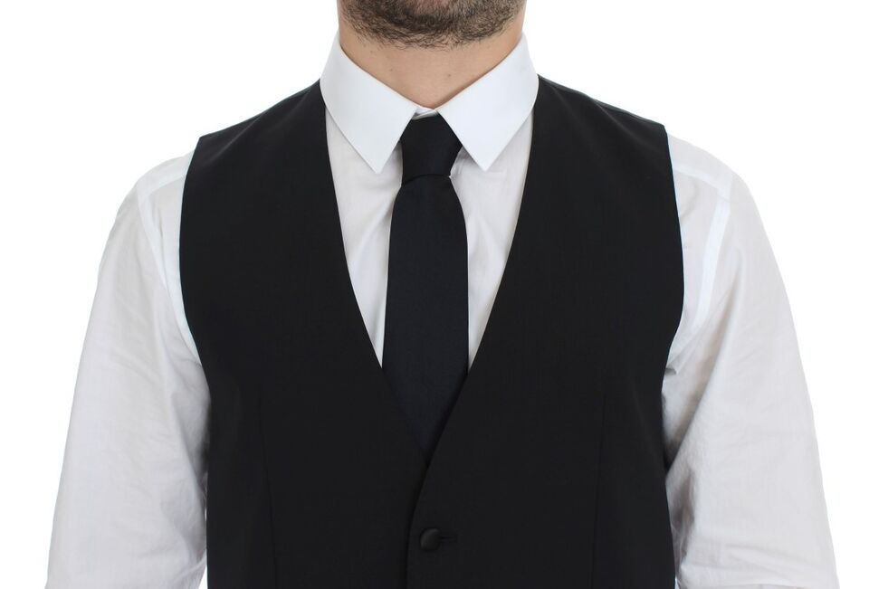 Dolce & Gabbana Black Wool-Silk Stretch Dress Vest Blazer