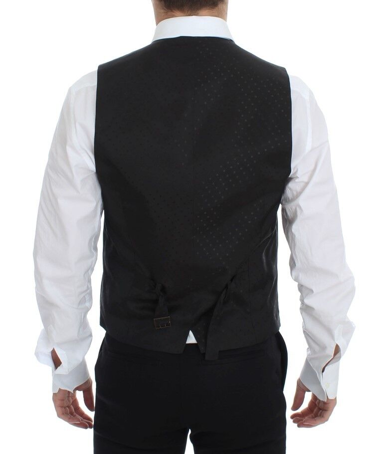 Dolce & Gabbana Black Wool-Silk Stretch Dress Vest Blazer