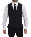 Dolce & Gabbana Graue Slim Fit Button Front Kleid Formelle Weste