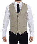 Dolce & Gabbana Beige Baumwolle Kleid Weste Blazer Jacke