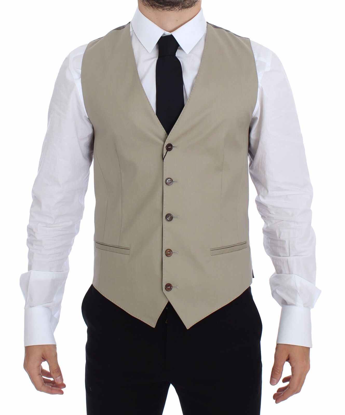 Dolce & Gabbana Beige Baumwolle Kleid Weste Blazer Jacke