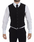 Dolce & Gabbana Schwarzes Flachs-Baumwollkleid Weste Blazer