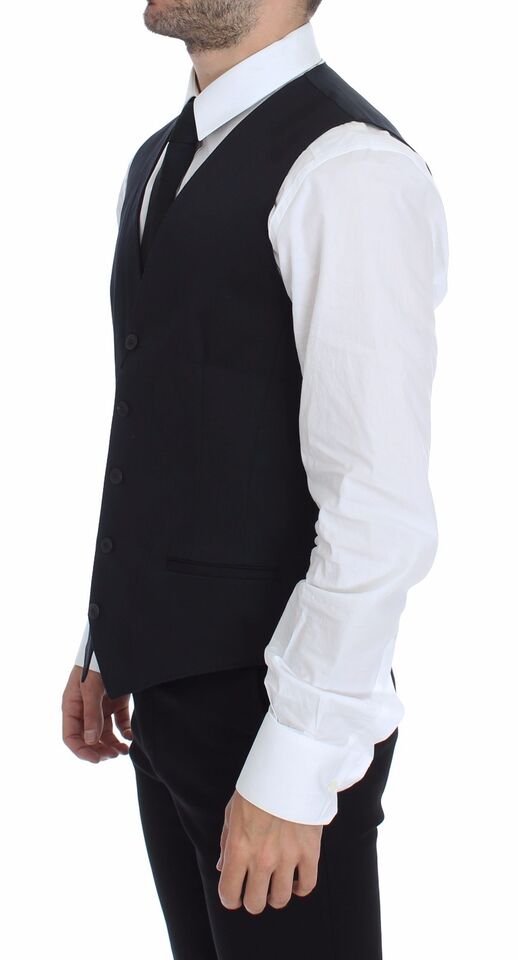 Dolce & Gabbana Blue Cotton-Stretch Waistcoat Blazer