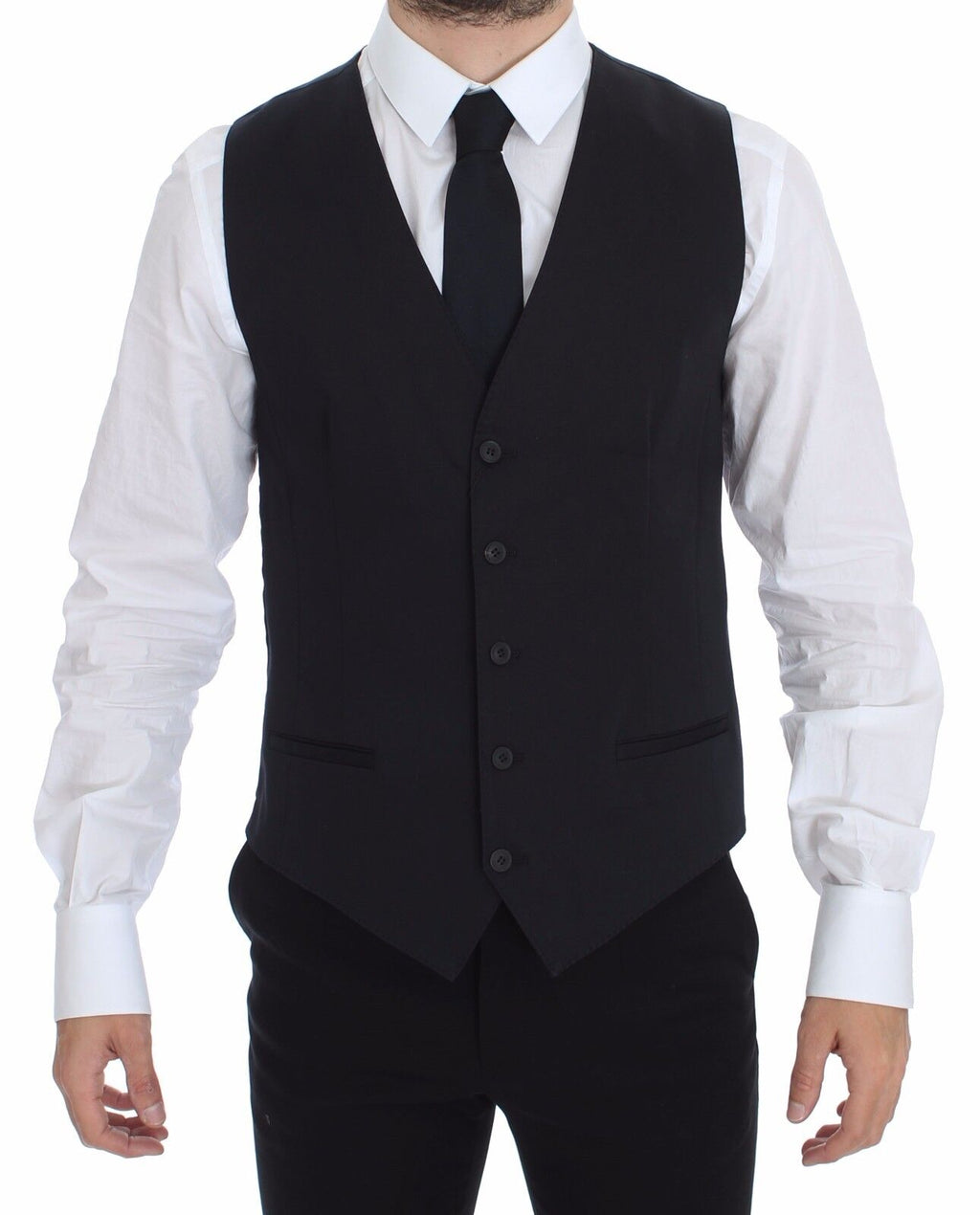 Dolce & Gabbana Blue Cotton-Stretch Waistcoat Blazer