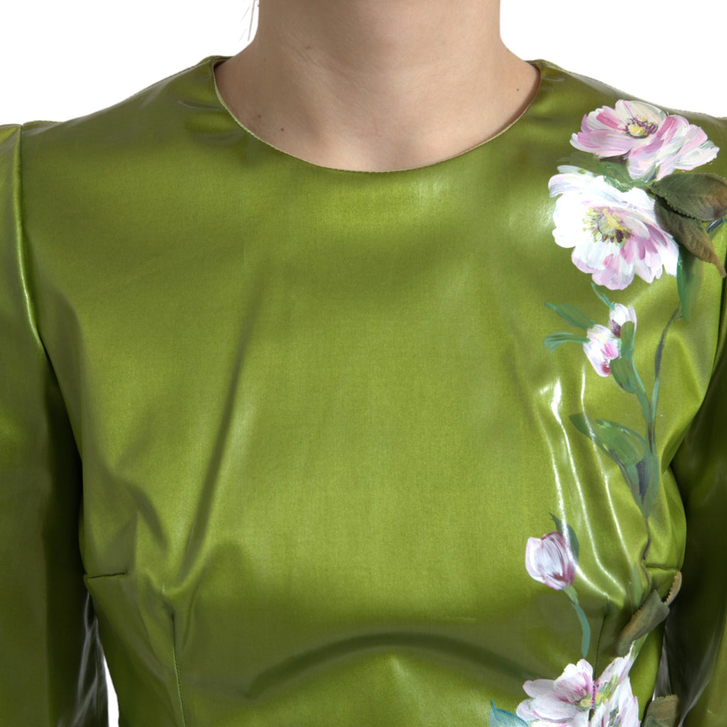 Dolce & Gabbana Grünes, floral verziertes Midikleid