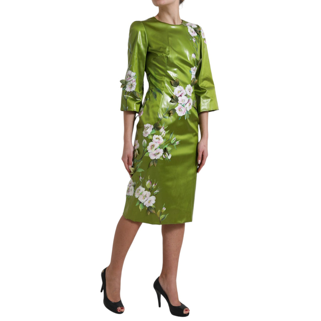 Dolce & Gabbana Grünes, floral verziertes Midikleid