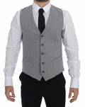 Dolce & Gabbana Graues Baumwoll-Stretch-Kleid Weste Blazer
